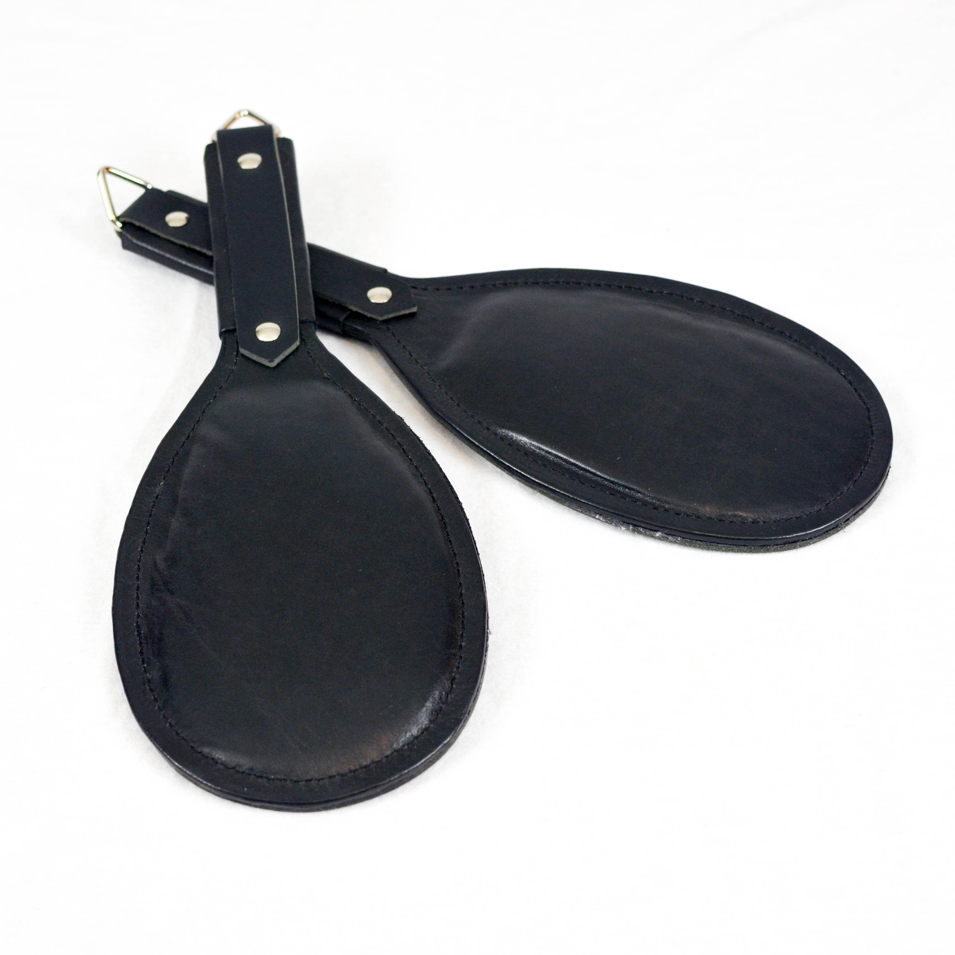 Rouge Folded Black Leather bondage paddle for spanking with riveted handle  bdsm flogger ABDL